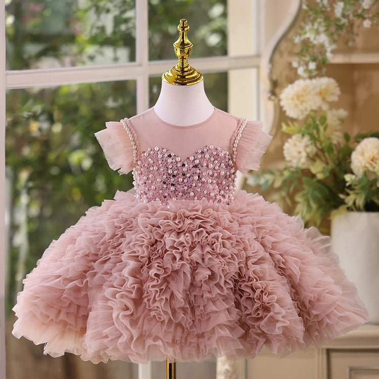 Girls Cute Birthday Dress Flower Girl Puffy Princess Dress