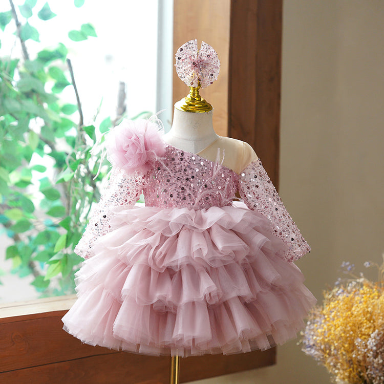 Baby Cute Girl Puffy Piano Performance Dress Toddler Birthday Party Princess Dress
