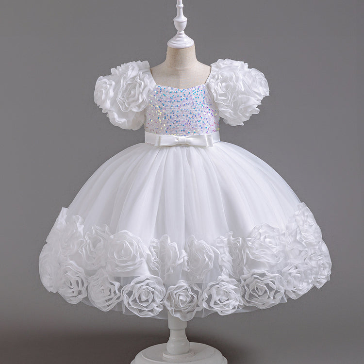 Girls Birthday Dress Girls Sequined Flower Bud Princess Dress