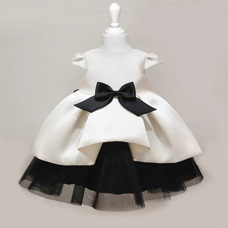 Baby Girls Satin Birthday Dress Flower Girl Puff Princess Dress