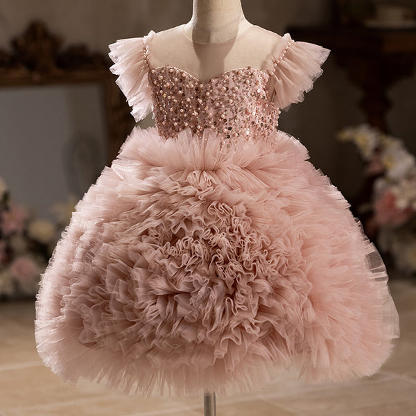 Children's Birthday Dress Girls Christmas Princess Dress Flower Girl Puff Dress