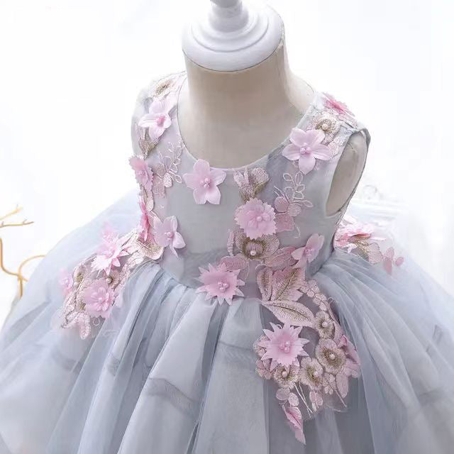 Cute Baby Girl Puffy Flowers Dress Toddler Birthday Princess Dress