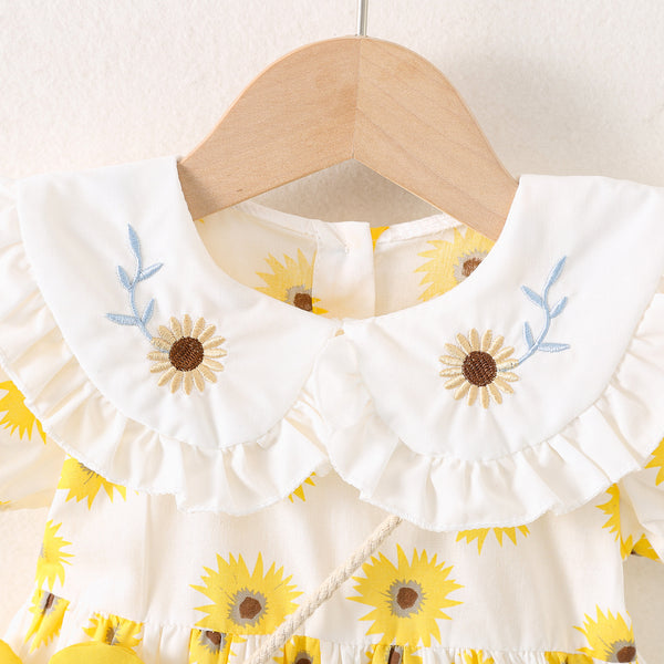 Girls Sunflower Dress with Bag Cute Princess Dress – marryshe