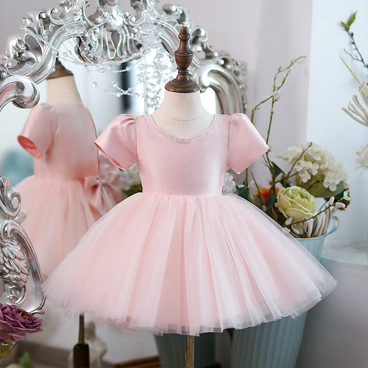 Toddler Prom Dress Girl Communion Party Pageant Bowknot Mesh Princess Dress