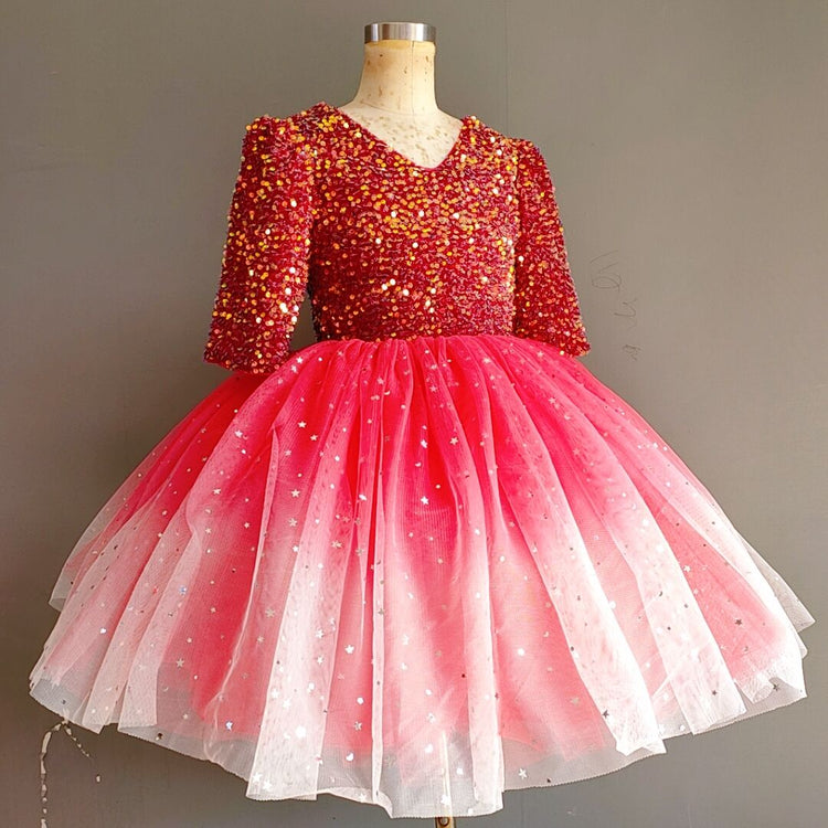 Cute Baby Girl Winter Shiny Christmas Dress Toddler Birthday Beauty Pageant Princess Dress