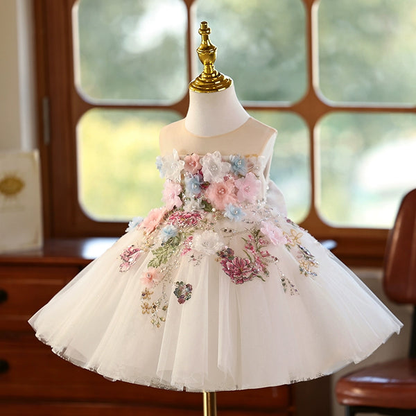 Girls White Birthday Princess Dress Flower Girl Wedding Dress main image 0