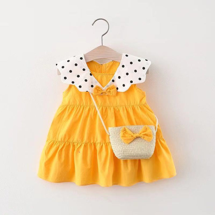 Baby Dress Cute Sleeveless Bow Polka Dot Dress