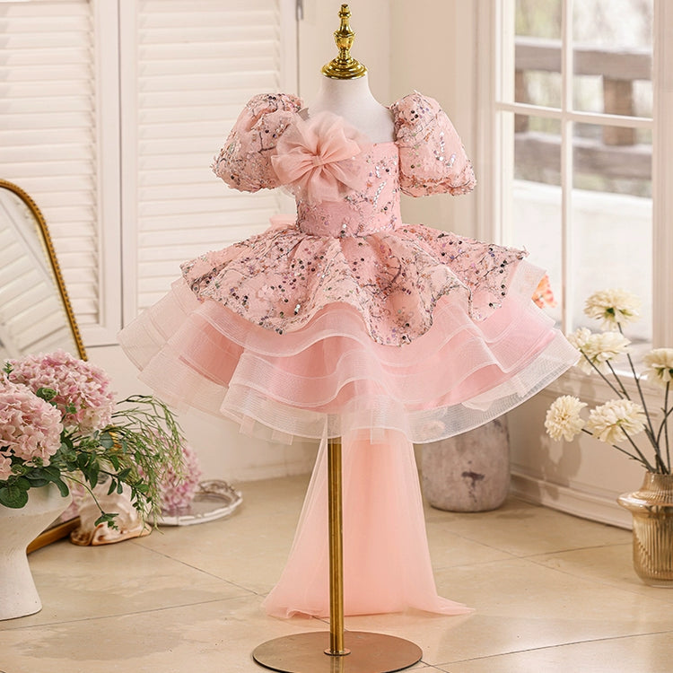 Girls Birthday Dress Girls Pink Sequin Princess Dress Children's Party Dress