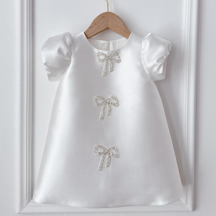White Baby Girls Christening Dress Toddler Birthday Festival Princess Dress