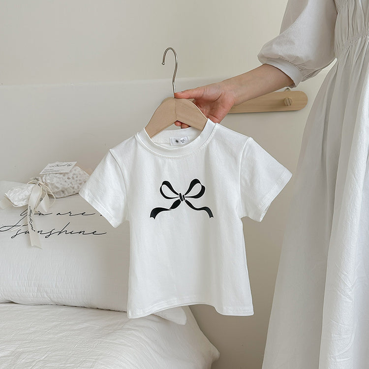 Summer Girls Bowknot Short Sleeve Baby Casual Tops