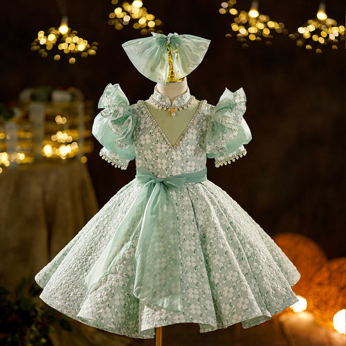 Baby Girl Green Sequins Communion Dress Toddler Birthday Princess Dress
