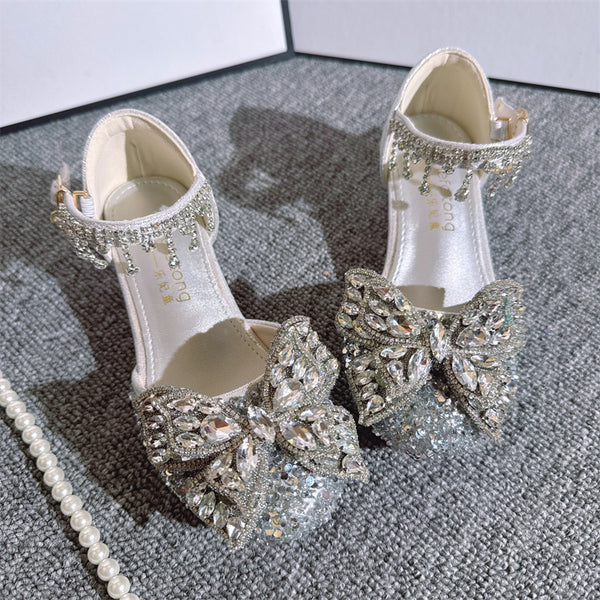 Girls Summer Rhinestone Bow Princess Shoes Flower Girl Shoes