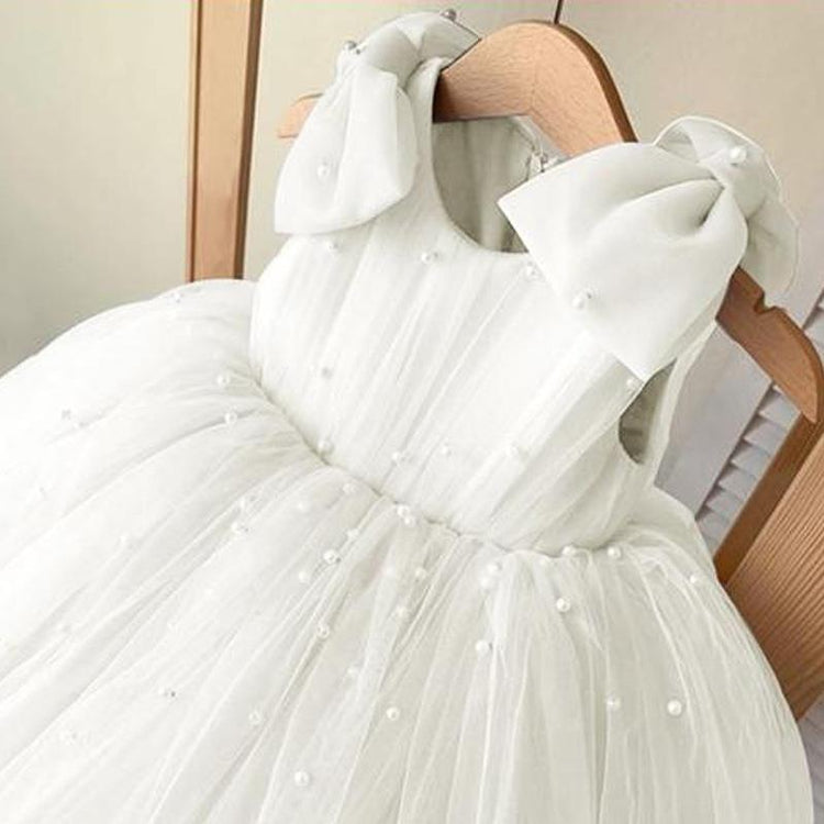 Baby Girl Beauty Pageant Bead Mesh Dress Toddler Birthday First Communion Princess Dress