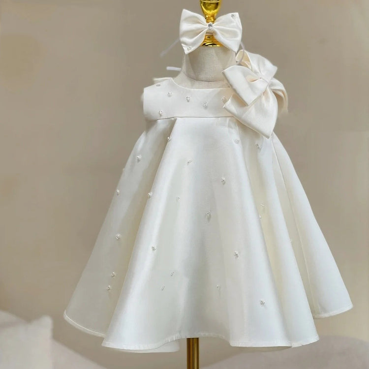 Cute Baby Girls White Baptism Birthday Party Princess Dress