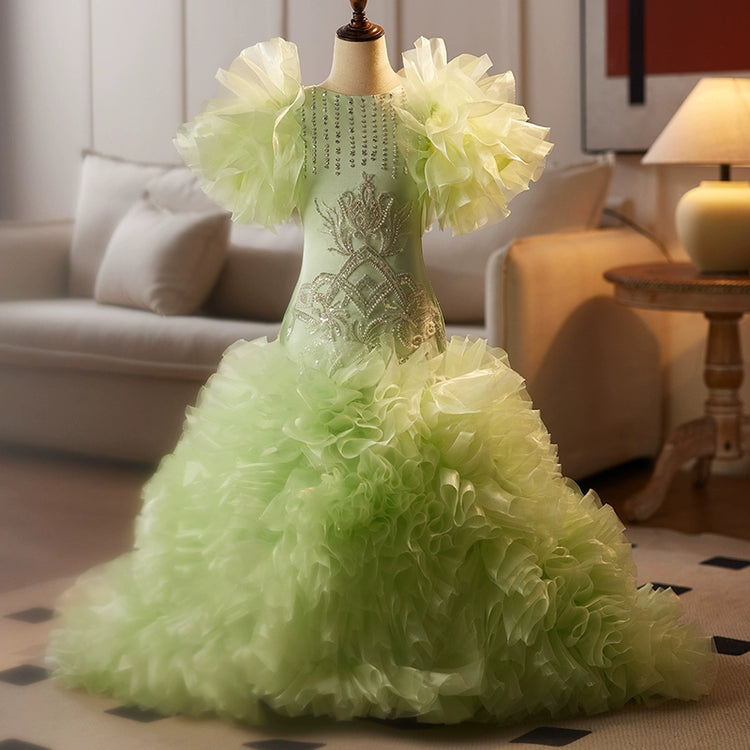 Luxurious Baby Girls Beauty Pageant Dress Elegant Fluffy Birthday Party Dress