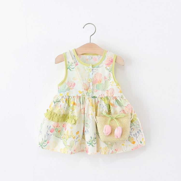 Children's Summer Dress Girls Flower Sleeveless Dress