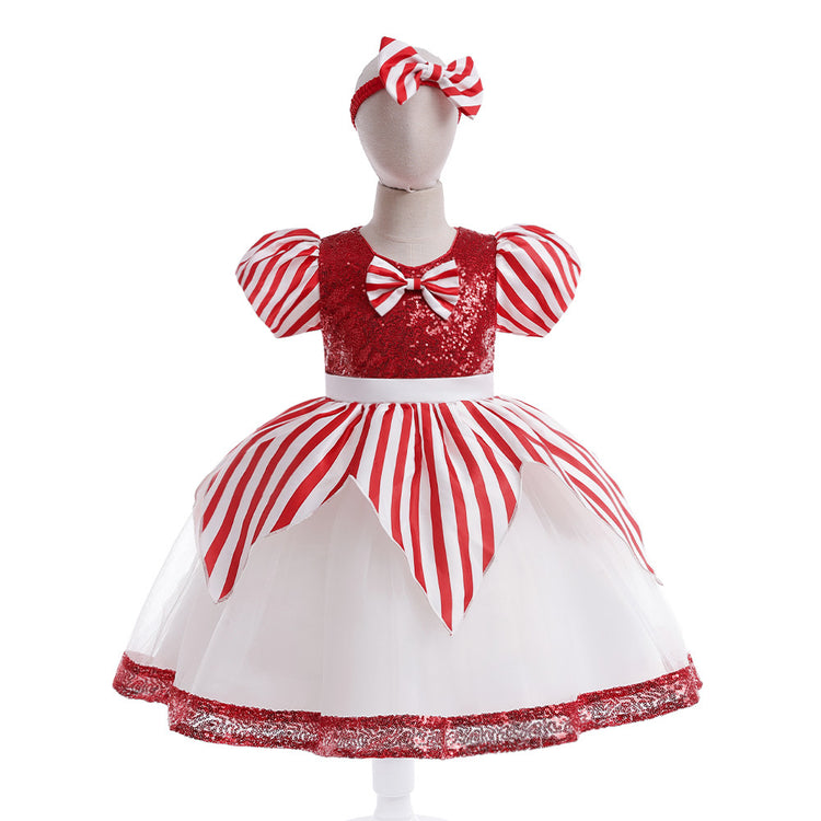 Cute Striped Christmas Dress Baby Girl Christmas Dress
