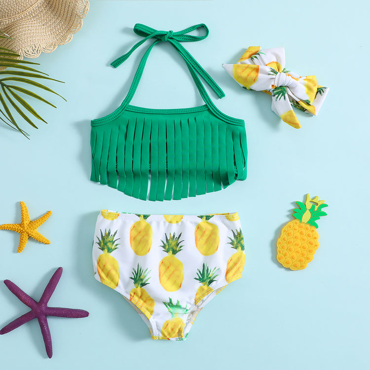 Baby Girls Swimsuit Set Cute Bikini 3-piece Bow Swimsuit