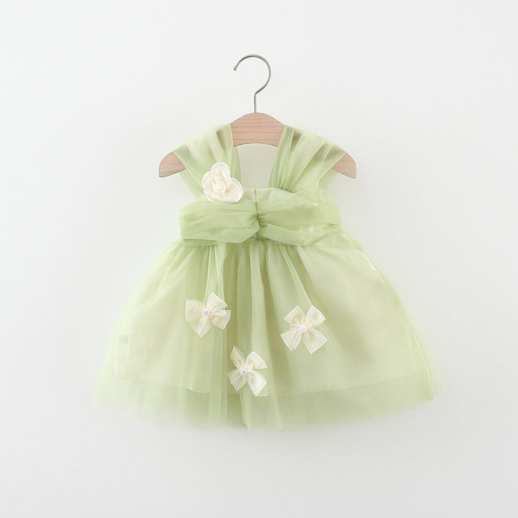 Cute Baby Girl Dress Suspender Double Layer Mesh Toddler Dress