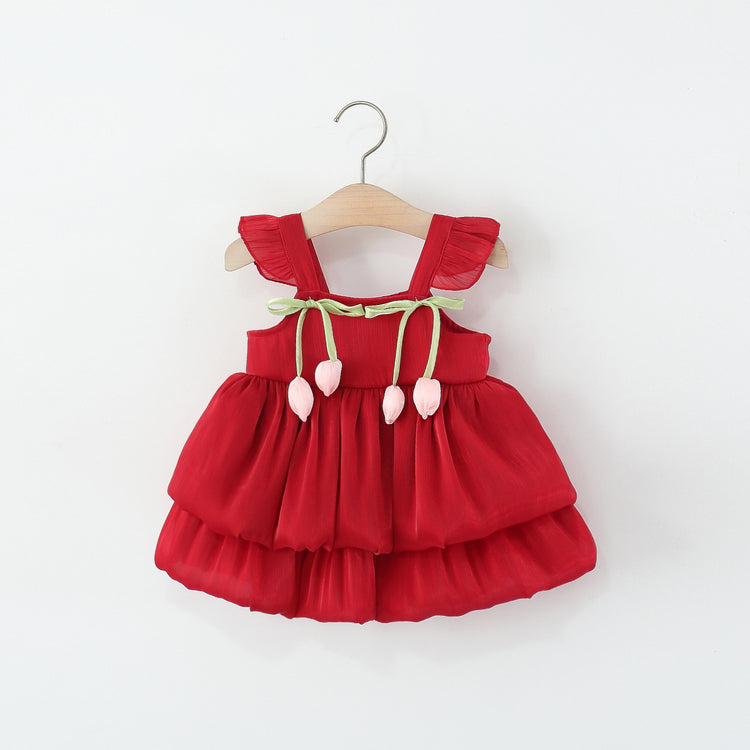 Summer Girls Tulip Flying Sleeve Jellyfish Dress