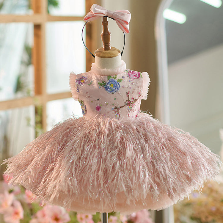 Elegant Girls Ball Gown Flower Girl Tassel Dress Toddler Beauty Pageant Princess Dress