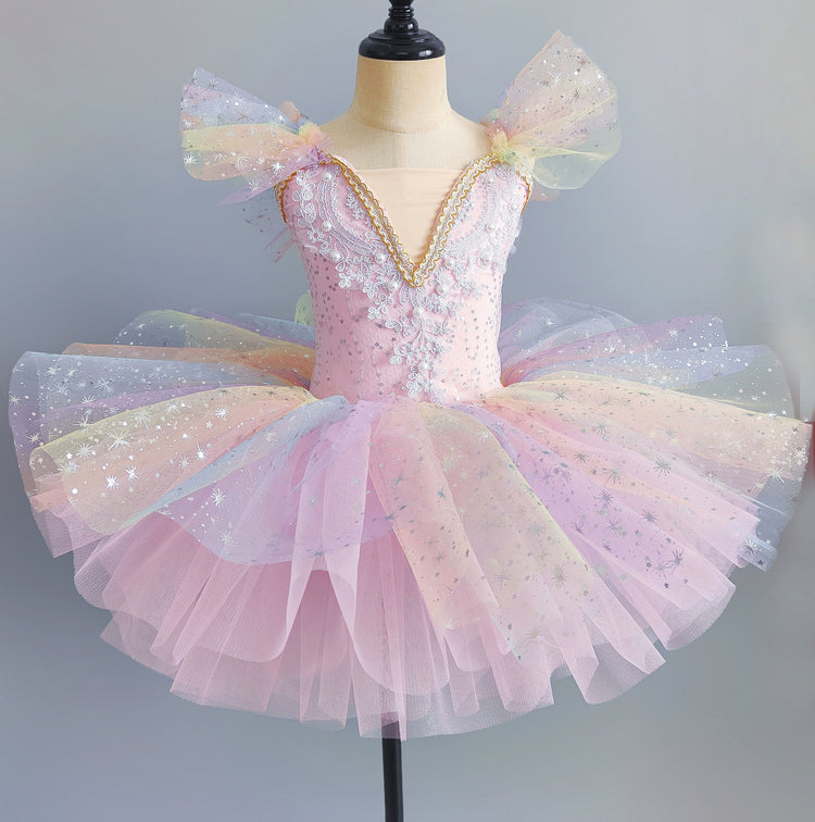 Girls Elegant Prom Princess Dress Girls Sequined Puffy Dress