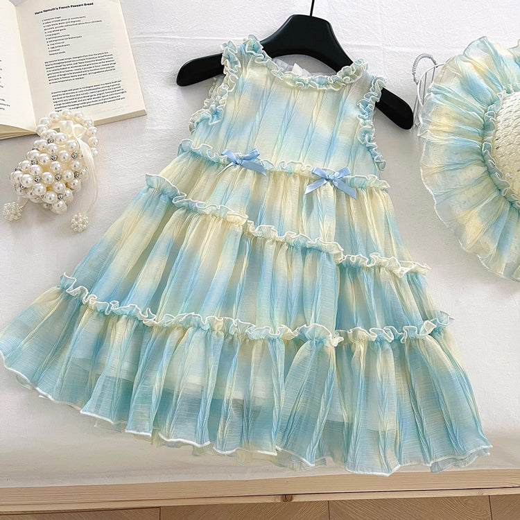Girls Summer Lace New Sleeveless Princess Dress