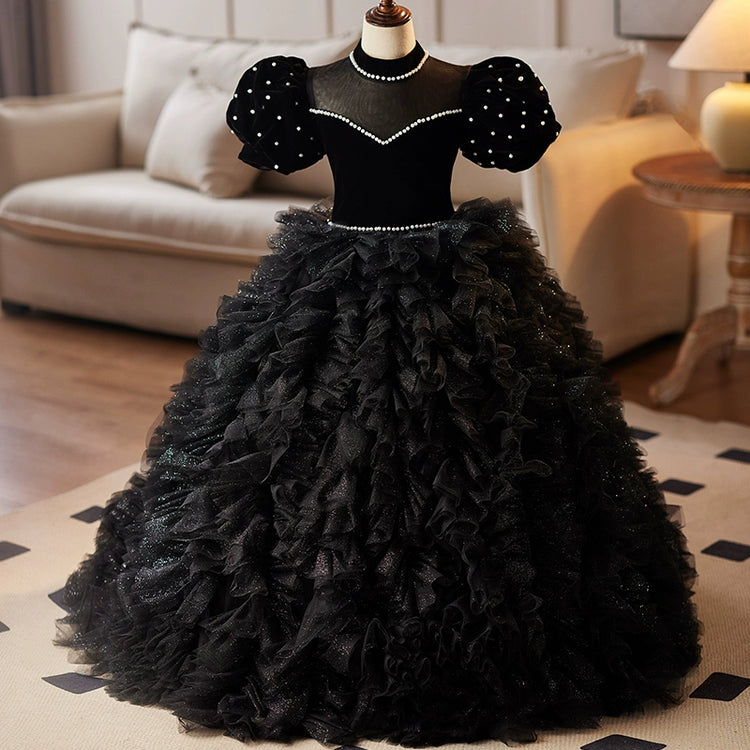 Baby Girls First Communion Dress Elegant Beauty Pageant Fluffy Birthday Party Dress