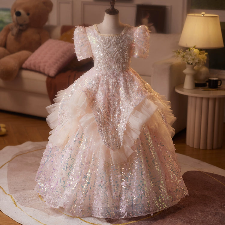 Girls' Elegant Birthday Dress Children's Prom Princess Dress Flower Girl Wedding Dress