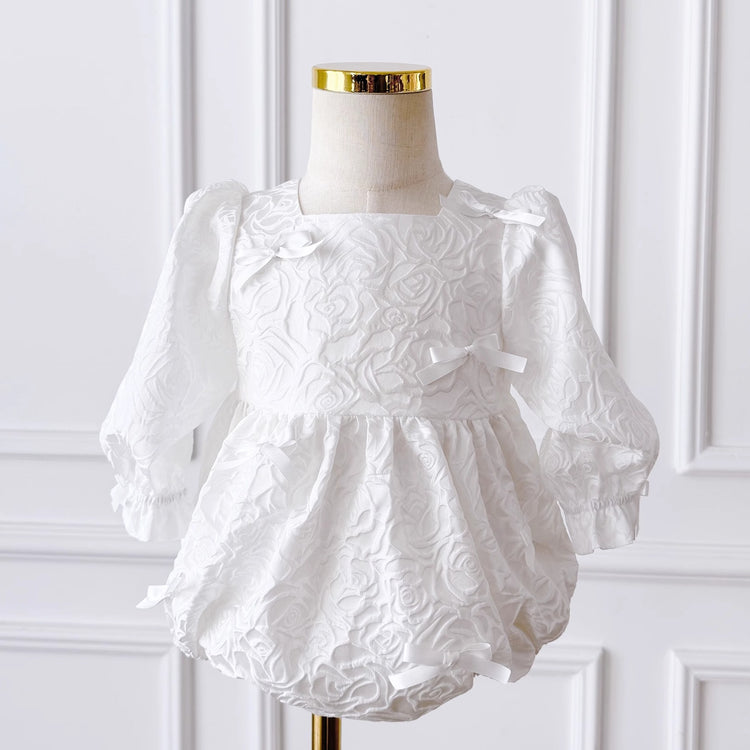 Girls' Long-sleeved Birthday Bow-knot One-piece Dress