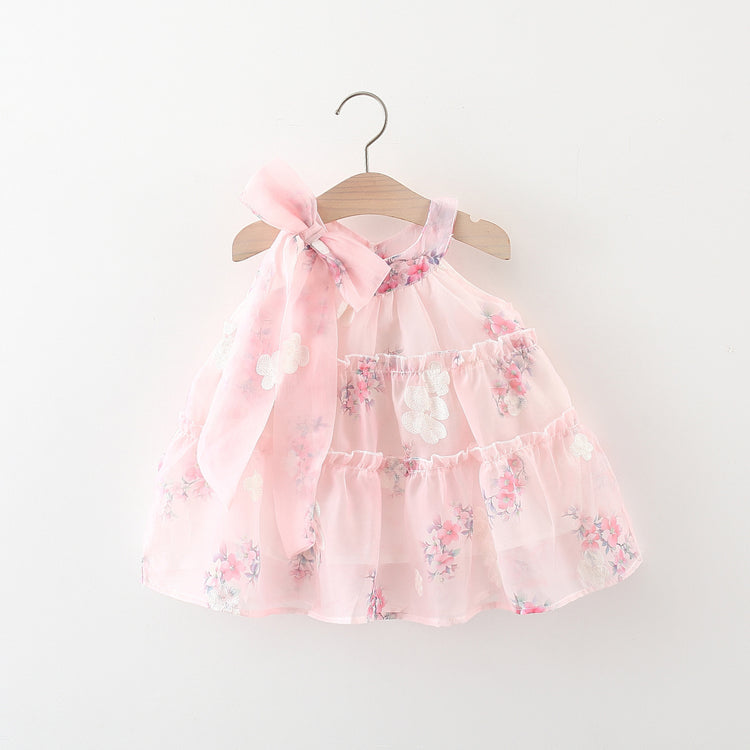 Girls Dress Summer Baby Bow Embroidered Princess Dress