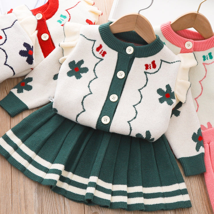 Cute Baby Girl Printed Two Piece Dresses