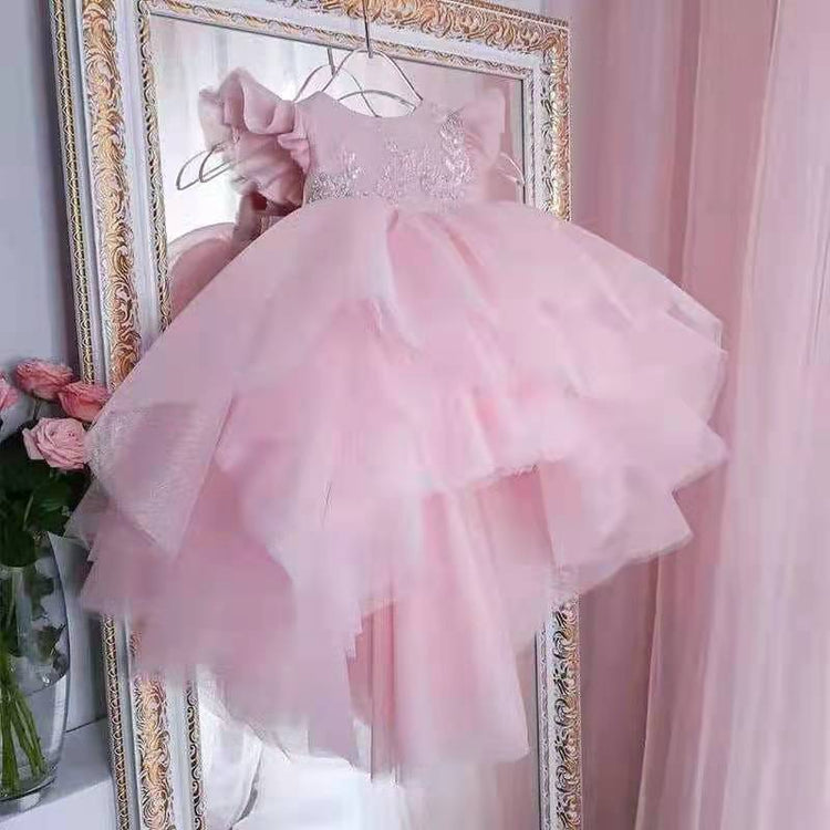 Girls Pink Ball Princess Dress Children's Birthday Dress