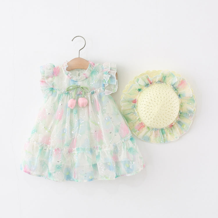 Summer New Baby Girl Floral Tulip Princess Dress