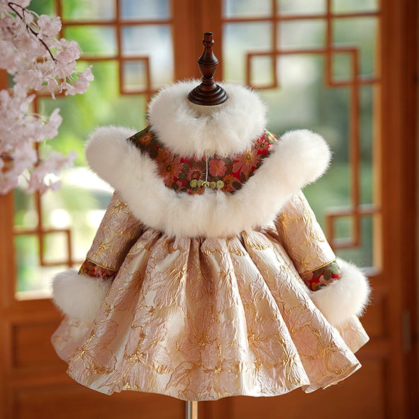 Girls Winter Christmas Dress Girls Puffy Christening Dress Toddler P –  marryshe