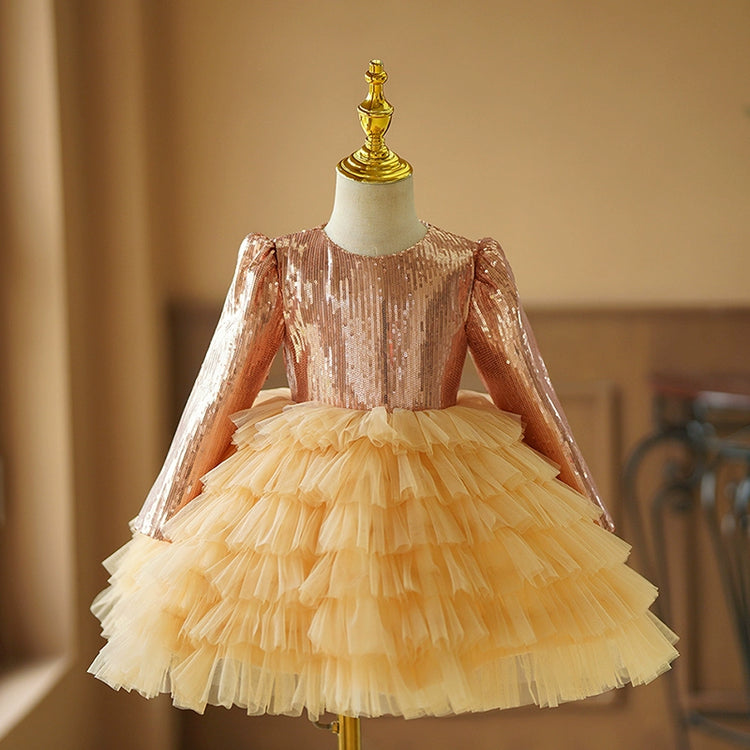 Cute Baby Girl Baptism Long Sleeves Dress Toddler Pageant Christmas Princess Dress