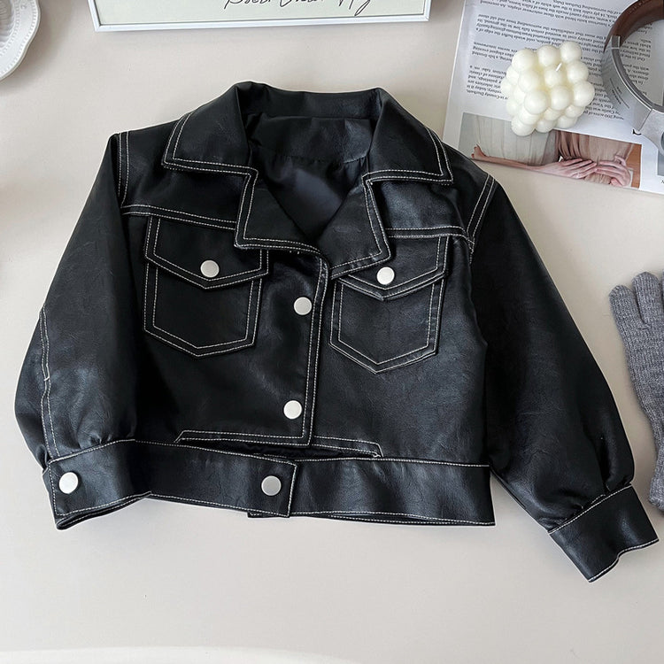 New Autumn Children's Soft PU Leather Jacket