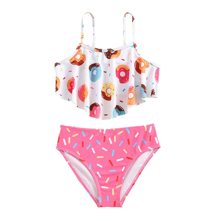 New Children's Cartoon Swimsuit Girls Suspender Swimsuit Two-piece Set