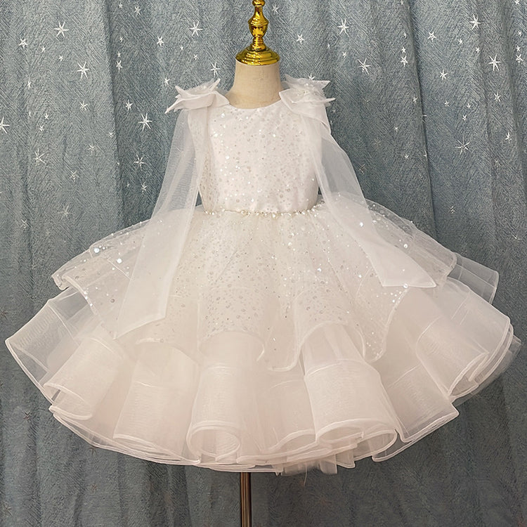 Children's Sequined Ball Gown Girls Birthday Bow Princess Dress