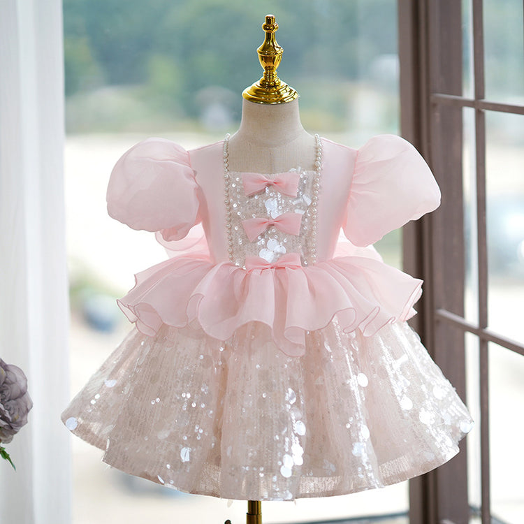Cute Baby Girl Sequins Summer Dress Toddler Birthday Princess Dress
