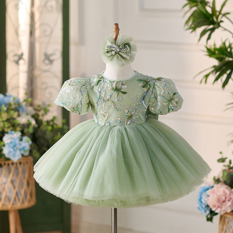 Elegant Baby Girl Sequin Pattern Dress Toddler Ball Gowns