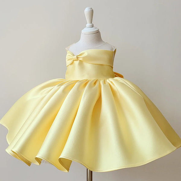 yellow baby dress Elegant Girl Dresses Toddler Satin Puff How to choose necklaces sale-20230601 Please allow slight differences Color:HUDSON