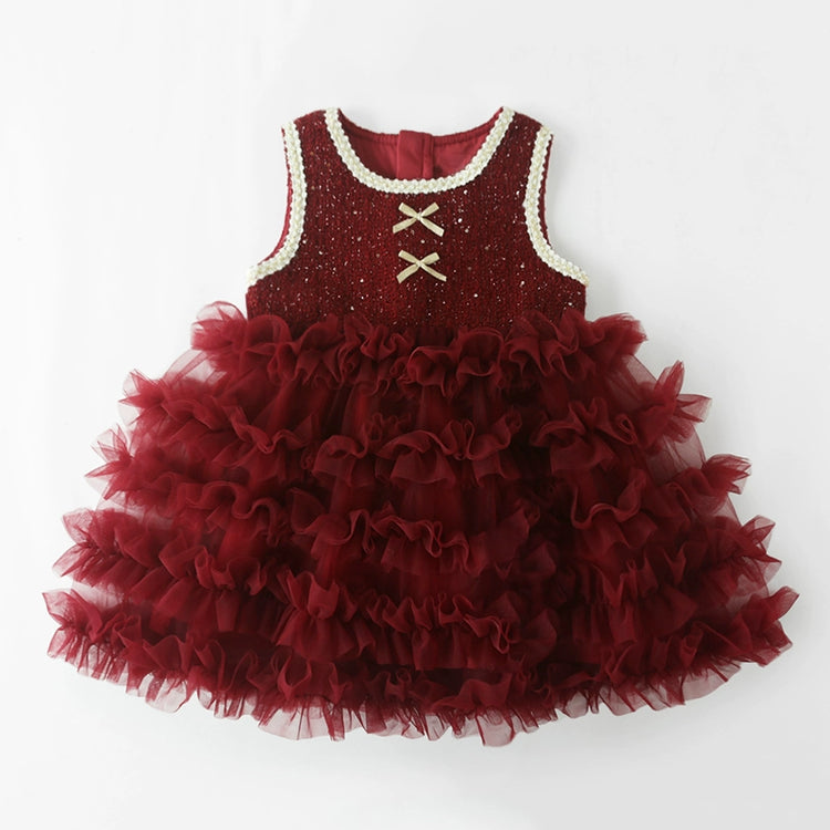 Girls' Birthday Party Princess Dress Girls Woolen Vest Dress