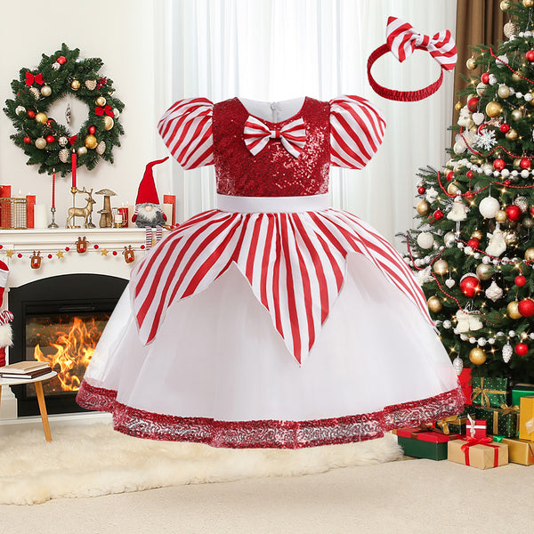 white christmas dresses Cute Striped Christmas Dress Baby Girl Christmas Dress