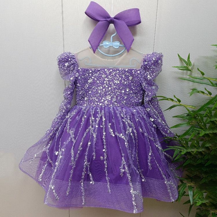 Baby Girl Puffy Sequins Beauty Pageant Dress Toddler Birthday Princess Dress