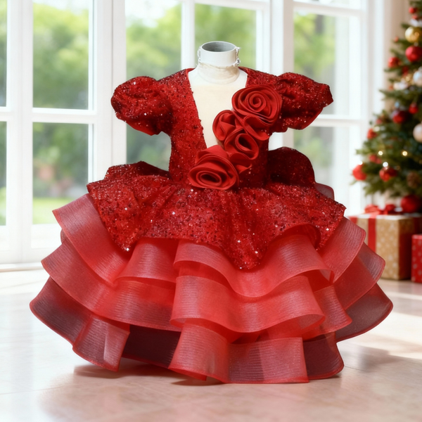 long sleeve ball gown wedding dress Christmas Baby Sequin Bodysuit Dress