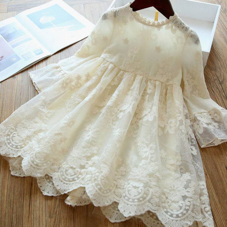 Baby Girl Summer Embroidered Lace Mesh Flower Girl Dress Birthday Princess Dress