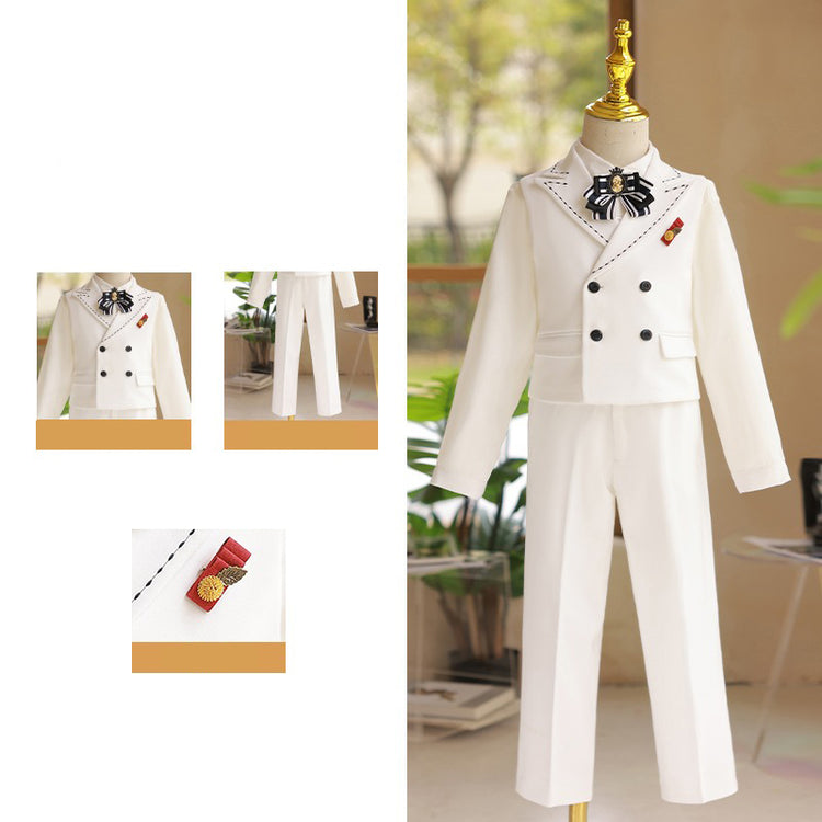 Children's Pure White Suit Set Birthday Party Elegant Suit