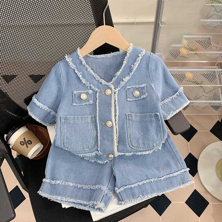 Cute Denim Style Two Piece Set