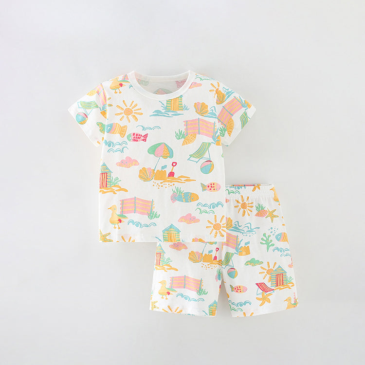New Girls Summer Suit Short Sleeve Pants Two Piece Suit